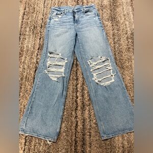 American Eagle Outfitters Light Blue Distressed Flare Jeans